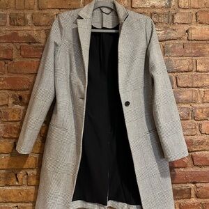 All Saints Black Leni Check Coat